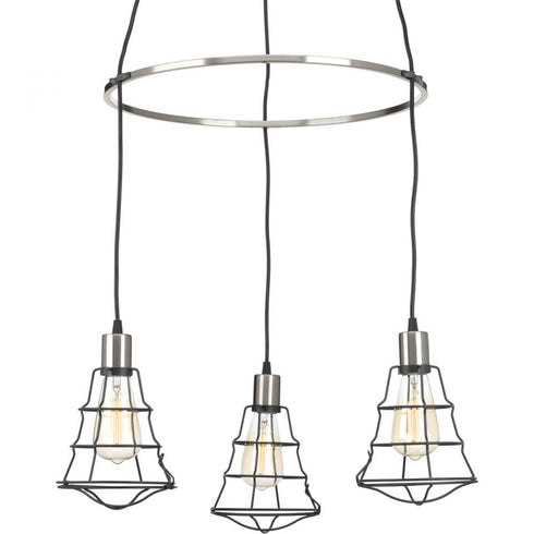 Progress Gauge Collection Three Light Chandelier in Graphite Finish Model: P400031-143