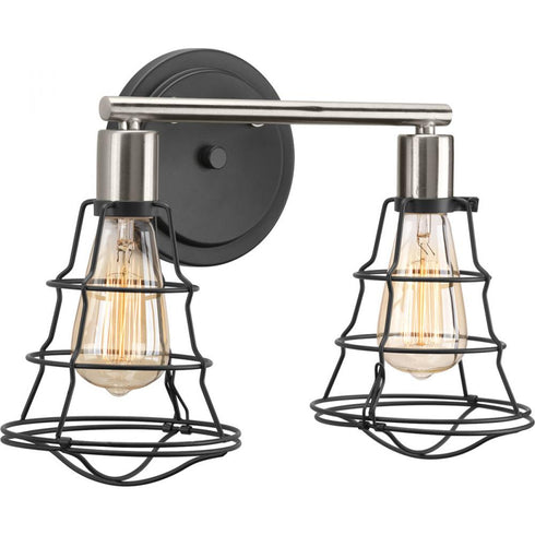 Progress Gauge Collection Two Light in Graphite Farmhouse Bath Vanity Light Model: P300029-143