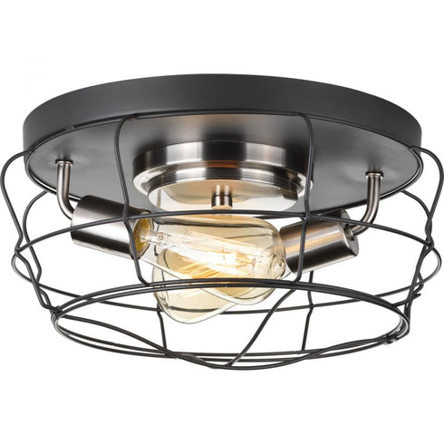 Progress Gauge P350037 143 2 60 Watt MED FLUSH MOUNT in Graphite Finish Model: P350037-143