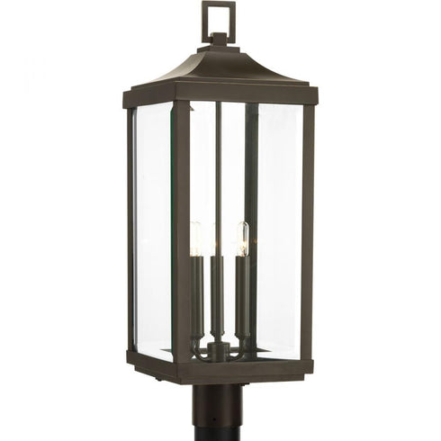 Progress Gibbes Street P540004 020 3 60 Watt CAND POST LANTERN in Antique Bronze Finish Model: P540004-020