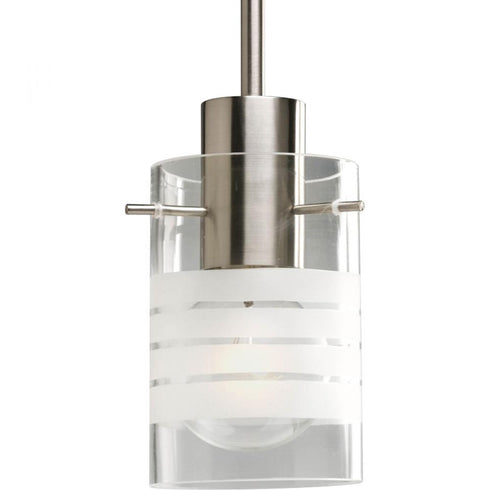 Progress Glass Pendants P5158 09 1 100 Watt MED STEM MNT PENDANT in Brushed Nickel Finish Model: P5158-09