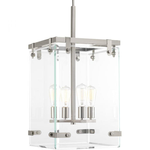 Progress Glayse P500095 009 4 60 Watt MED FOYER in Brushed Nickel Finish Model: P500095-009