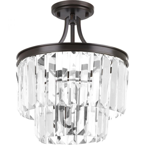 Progress Glimmer P2325 134 3 60 Watt CAND SEMI FLUSH CONV in Silver Ridge Finish Model: P2325-134