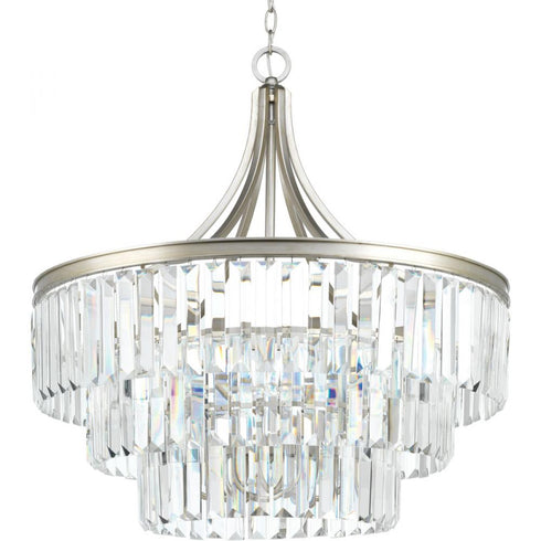 Progress Glimmer P5346 134 6 60 Watt CAND PENDANT in Silver Ridge Finish Model: P5346-134