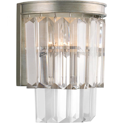 Progress Glimmer P7198 134 2 60 Watt CAND WALL SCONCE in Silver Ridge Finish Model: P7198-134