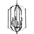 Progress Greyson Collection Six Light Two Tier Foyer Chandelier in Matte Black Finish Model: P3577-31