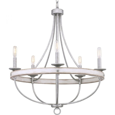 Progress Gulliver P400158 141 5 60 Watt CAND CHANDELIER in Galvanized Finish Finish Model: P400158-141