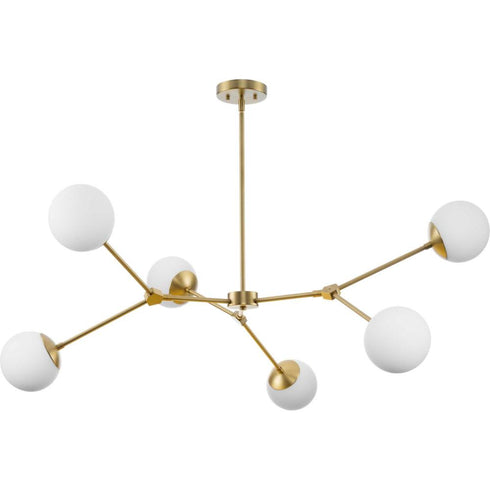 Progress Haas Collection Six Light in Brushed Nickel Mid Century Modern Chandelier Model: P400378-009