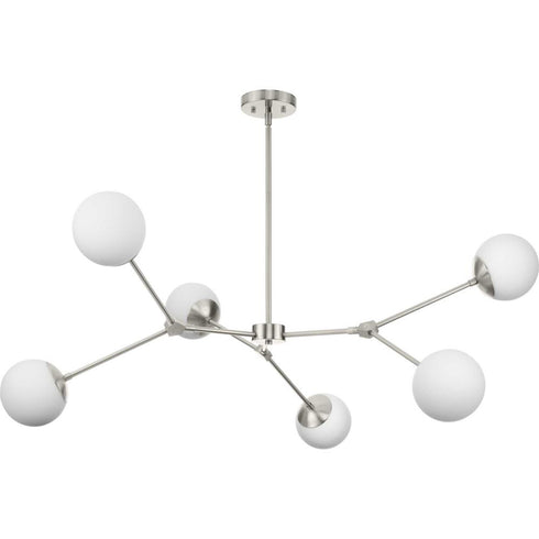 Progress Haas Collection Six Light in Brushed Nickel Mid Century Modern Chandelier Model: P400378-009