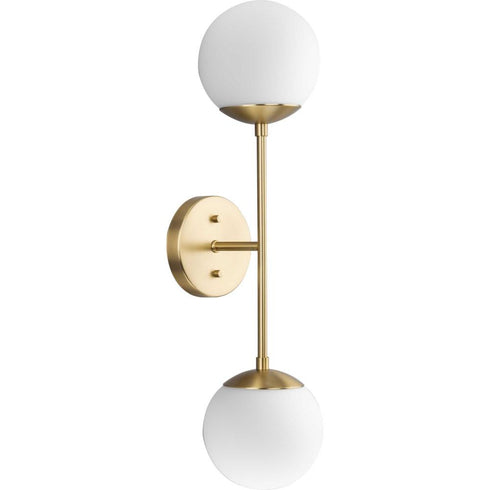 Progress Haas Collection Two Light in Brushed Nickel Mid Century Modern Wall Bracket Model: P710130-009