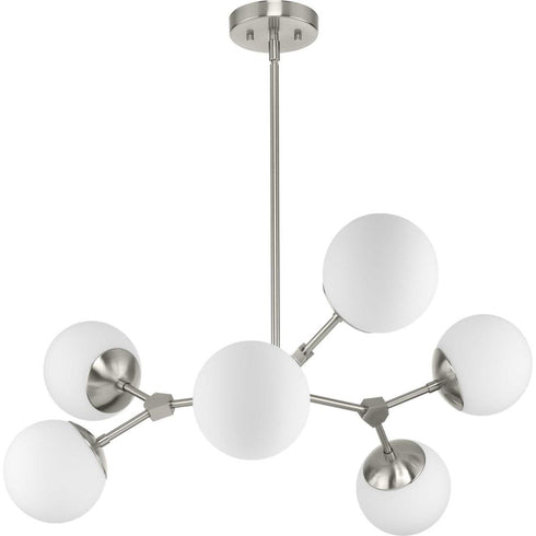 Progress Haas P400308 009 6 Light CHANDELIER in Brushed Nickel Finish Model: P400308-009