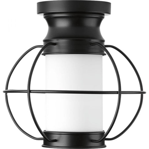 Progress Haddon Collection One light flush mount in Matte Black Finish Model: P550016-031