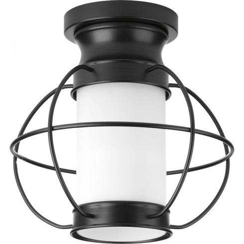 Progress Haddon Collection One light flush mount in Matte Black Finish Model: P550016-031