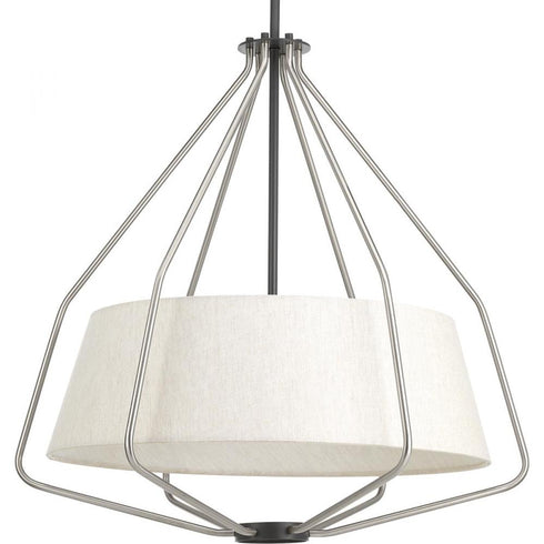 Progress Hangar Collection Three Light in Brushed Nickel Mid Century Pendant Light Model: P500117-009