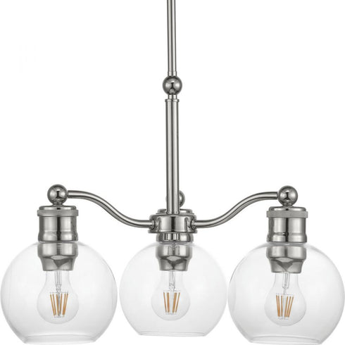 Progress Hansford Collection Three Light Chandelier in Polished Nickel Finish Model: P400146-104