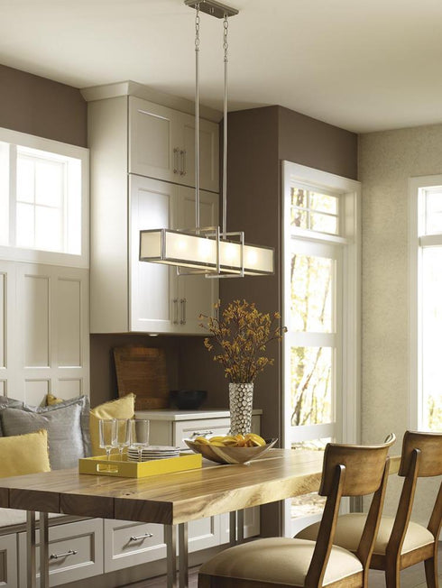 Progress Haven 4 Light P3898 09 4 100 Watt MED LIN PENDANT in Brushed Nickel Finish Model: P3898-09