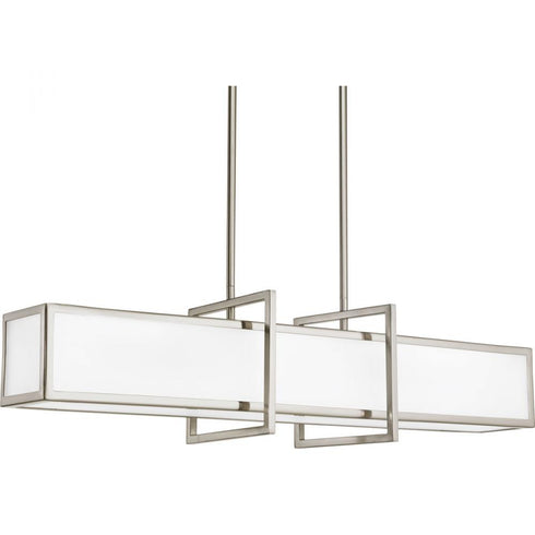 Progress Haven 4 Light P3898 09 4 100 Watt MED LIN PENDANT in Brushed Nickel Finish Model: P3898-09