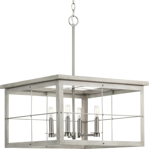 Progress Hedgerow P400253 009 4 60 Watt CAND CHANDELIER in Brushed Nickel Finish Model: P400253-009