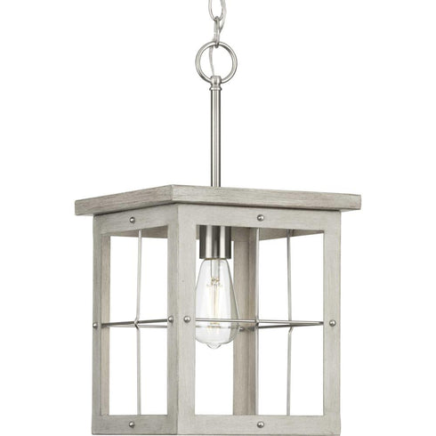 Progress Hedgerow P500317 009 1 60 Watt MED MINI PENDANT in Brushed Nickel Finish Model: P500317-009