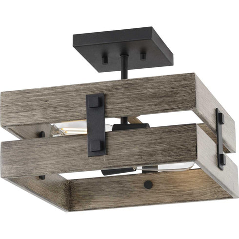 Progress Hemsworth P350172 031 2 60 Watt MED SEMI FLUSH in Textured Black Finish Model: P350172-031