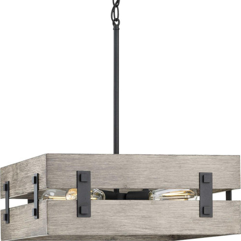Progress Hemsworth P500277 031 4 60 Watt MED PENDANT in Textured Black Finish Model: P500277-031