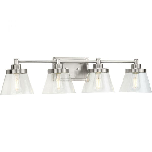 Progress Hinton P300351 009 4 60 Watt MED BATH BRACKET in Brushed Nickel Finish Model: P300351-009