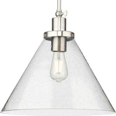 Progress Hinton P500384 009 1 Light LARGE PEND GLASS in Brushed Nickel Finish Model: P500384-009