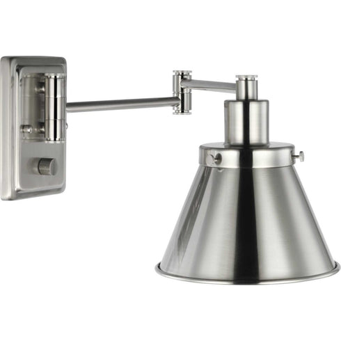Progress Hinton P710085 009 1 60 Watt MED WALL BRACKET in Brushed Nickel Finish Model: P710085-009