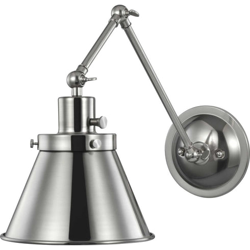 Progress Hinton P710095 009 1 60 Watt MED WALL BRACKET in Brushed Nickel Finish Model: P710095-009