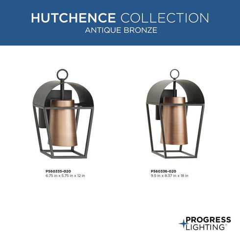Progress Hutchence P560335 020 1 Light WALL LANTERN in Antique Bronze Finish Model: P560335-020