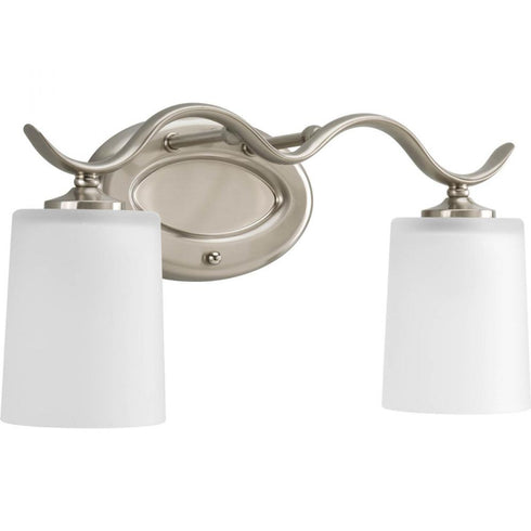 Progress Inspire P2019 09 2 100 Watt MED BATH BRACKET in Brushed Nickel Finish Model: P2019-09