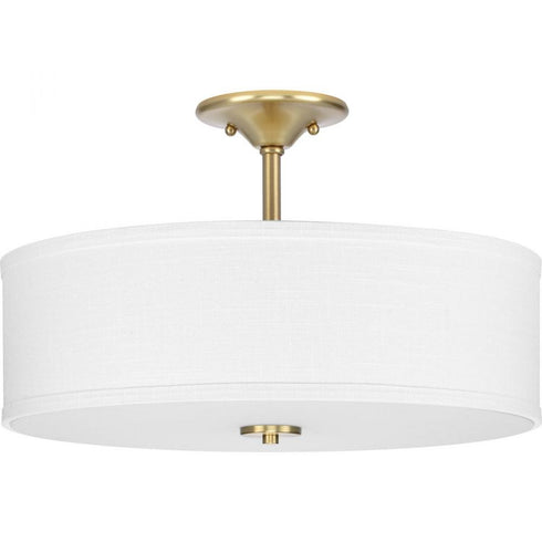 Progress Inspire P350167 009 3 60 Watt MED SEMI FLUSH in Brushed Nickel Finish Model: P350167-009