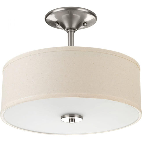 Progress Inspire P3712 09 2 75 Watt MED SEMI FLUSH in Brushed Nickel Finish Model: P3712-09