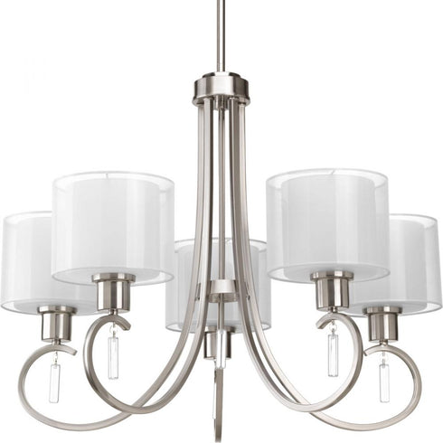 Progress Invite P4696 09 5 100 Watt MED CHANDELIER in Brushed Nickel Finish Model: P4696-09