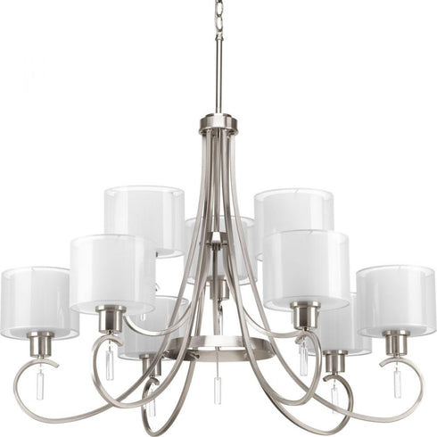 Progress Invite P4697 09 9 100 Watt MED CHANDELIER in Brushed Nickel Finish Model: P4697-09