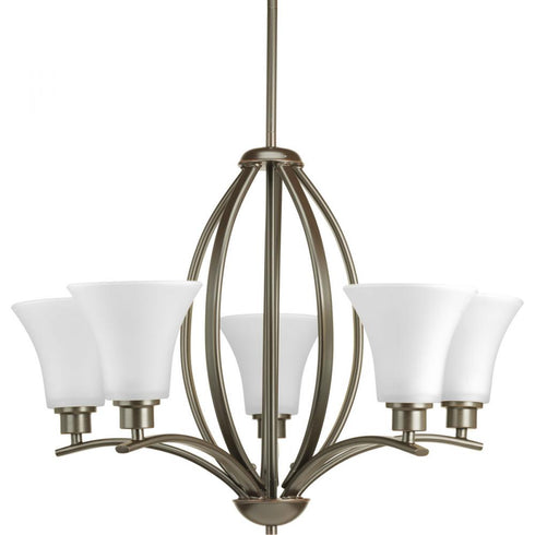 Progress Joy P4490 09 5 100 Watt MED CHANDELIER in Brushed Nickel Finish Model: P4490-09