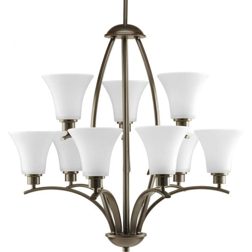 Progress Joy P4492 09 9 100 Watt MED CHANDELIER in Brushed Nickel Finish Model: P4492-09
