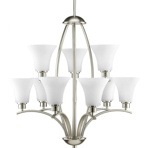 Progress Joy P4492 09 9 100 Watt MED CHANDELIER in Brushed Nickel Finish Model: P4492-09