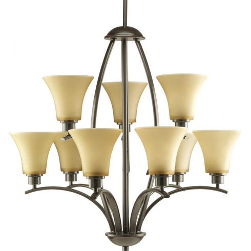 Progress Joy P4492 09 9 100 Watt MED CHANDELIER in Brushed Nickel Finish Model: P4492-09