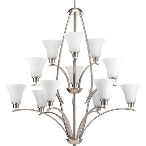 Progress Joy P4497 09 12 75 Watt MED CHANDELIER in Brushed Nickel Finish Model: P4497-09
