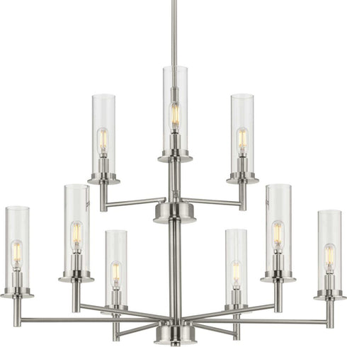 Progress Kellwyn P400252 009 9 60 Watt Cand Chandelier in Brushed Nickel Finish Model: P400252-009