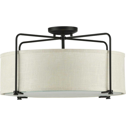 Progress Kempsey P350110 009 3 60 Watt MED SEMI FLUSH CONV in Brushed Nickel Finish Model: P350110-009