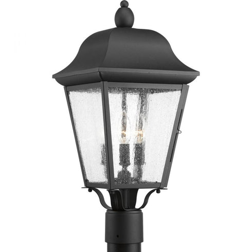 Progress Kiawah P540001 031 3 60 Watt CAND POST LANTERN in Textured Black Finish Model: P540001-031