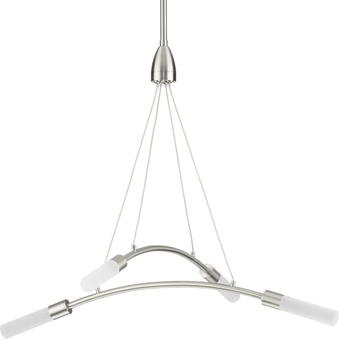 Progress Kylo LED Collection Four Light in Brushed Nickel and Frosted Acrylic Modern Style Chandelier Light Model: P400262-009-30