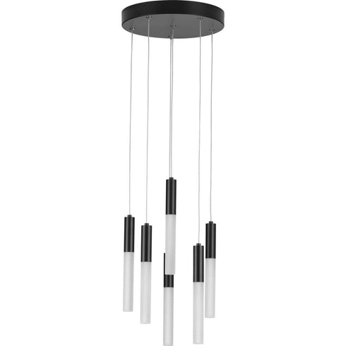 Progress Kylo LED Collection Six Light in Matte Black Modern Style Hanging Pendant Light Model: P500322-031-30