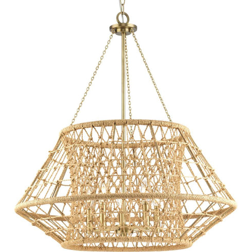 Progress Laila P400324 163 5 Light CHANDELIER in Vintage Brass Finish Model: P400324-163