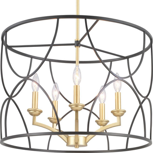Progress Landree P400178 031 5 60 Watt CAND CHANDELIER in Matte Black Finish Model: P400178-031
