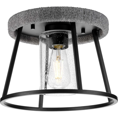 Progress Laramie P350243 31M 1 Light FLUSHMT in Matte Black Finish Model: P350243-31M