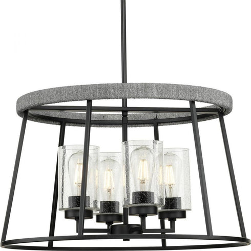 Progress Laramie P400322 31M 4 Light CHANDELIER in Matte Black Finish Model: P400322-31M