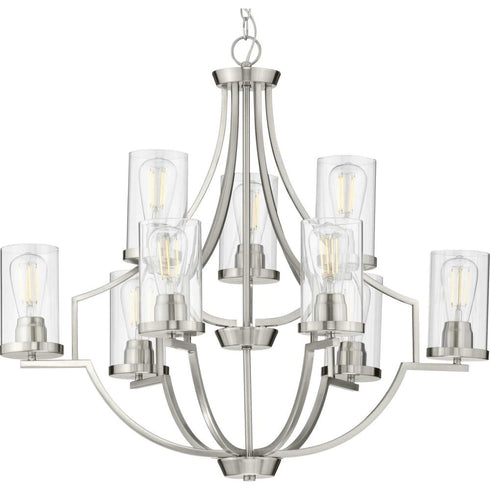 Progress Lassiter P400198 009 9 60 Watt MED CHANDELIER in Brushed Nickel Finish Model: P400198-009